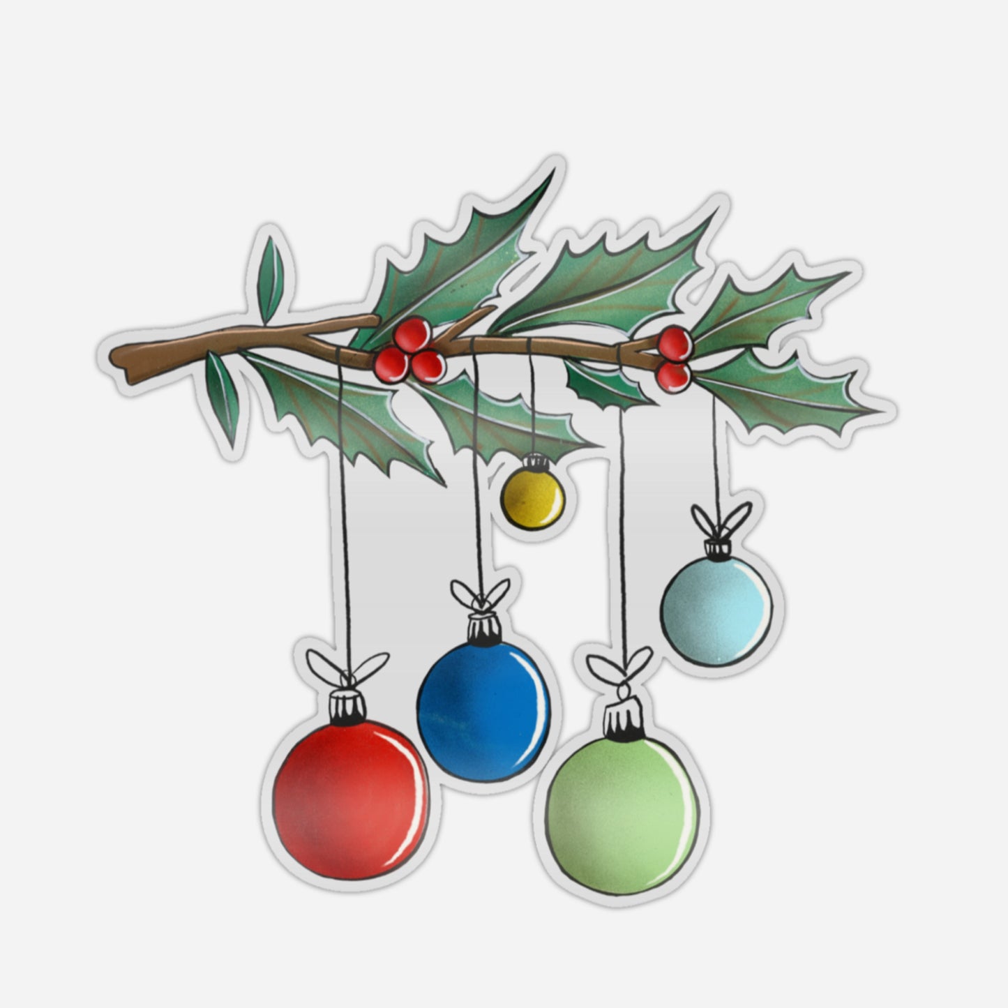 Holly Baubles Festive Window Sticker