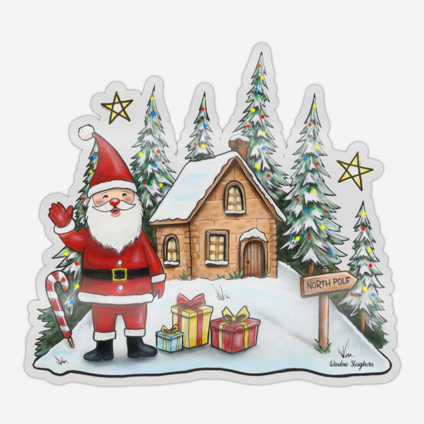 Santa Scene Festive Window Sticker