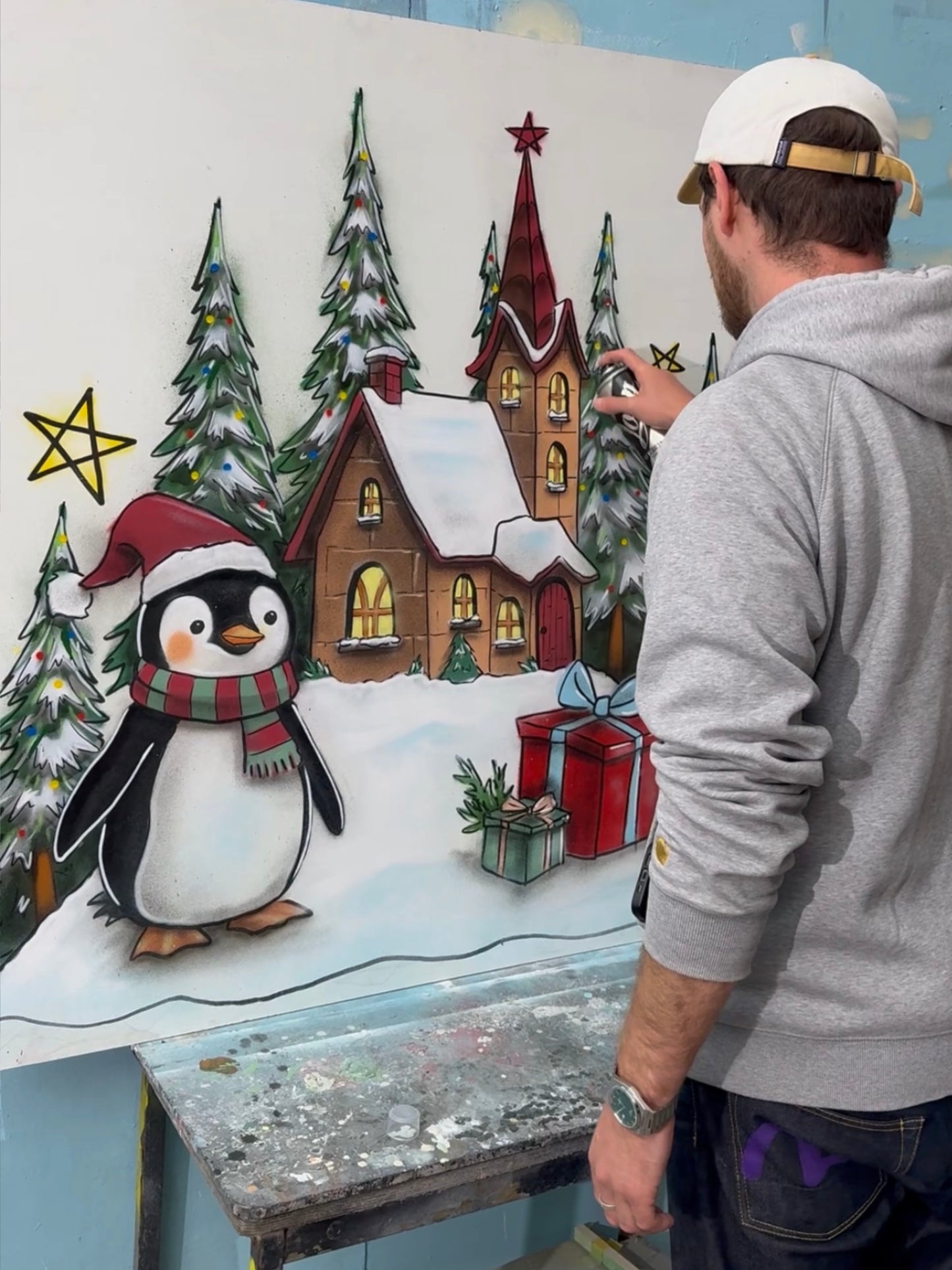 Penguin Festive Window Sticker