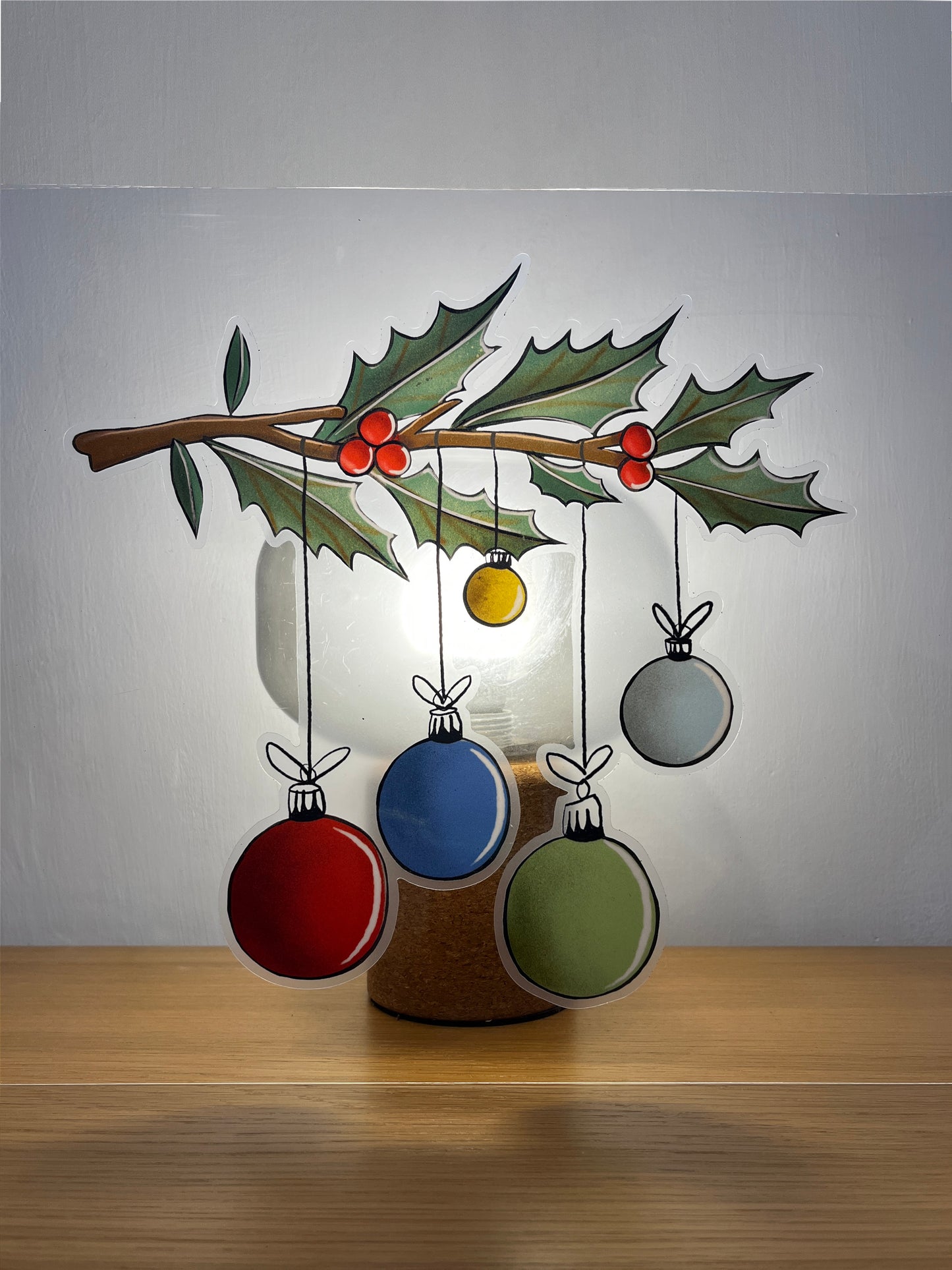 Holly Baubles Festive Window Sticker