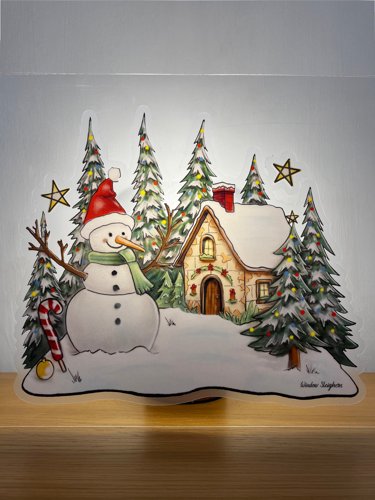 Snowman Scene Festive Window Sticker