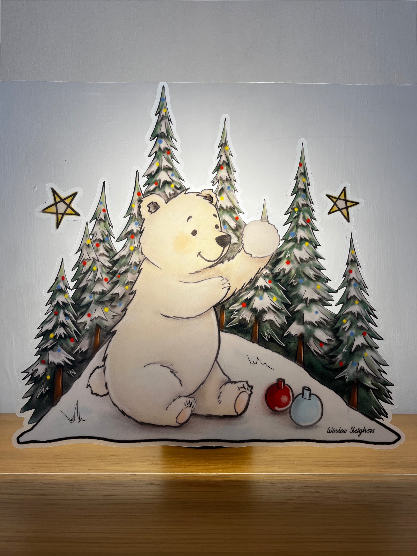 Polar Bear Scene Festive Window Sticker