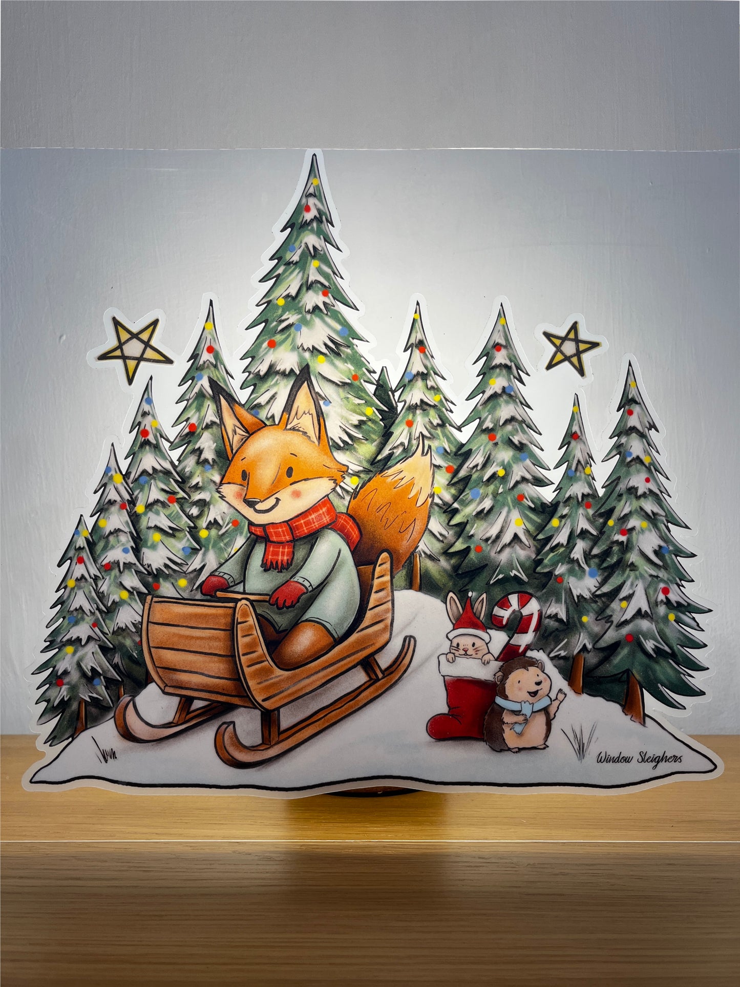 Fox Scene Festive Window Sticker