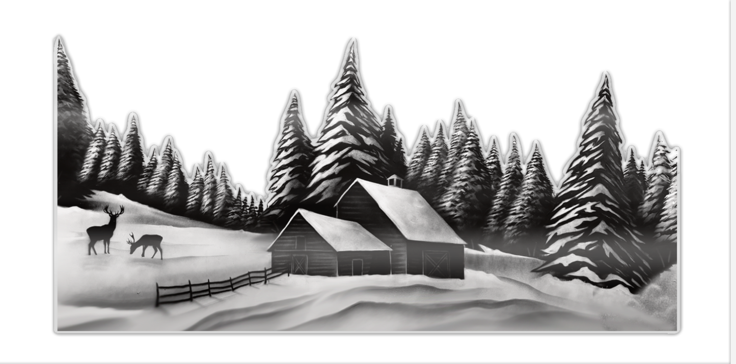 Landscape 2 Monochrome Festive Window Sticker